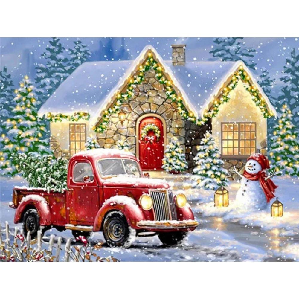 Pittura diamante arte trapano completo pupazzo di neve albero di Natale pittura diamante fatto a mano giorno nevoso fai da te diamante mosaico pittura decorazione della casa regalo di Natale