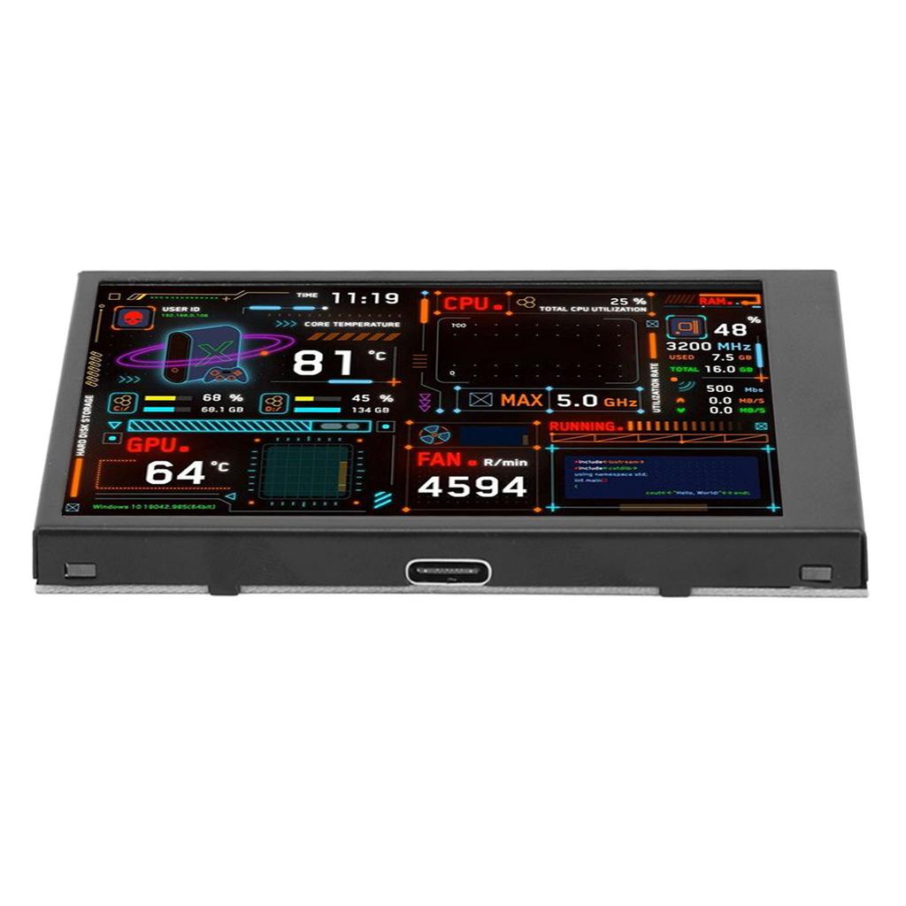 3.5in Computer Temp Monitor Dual USB Port IPS Mini Display CPU Data Monitor with Visual Theme Editor for GPU RAM HDD