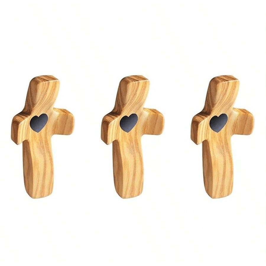 1-10Pcs Wooden Cross Decorations, Cross Fidget for Anxiety Relief, Multi-functional Spiritual Symbols for Home and Office