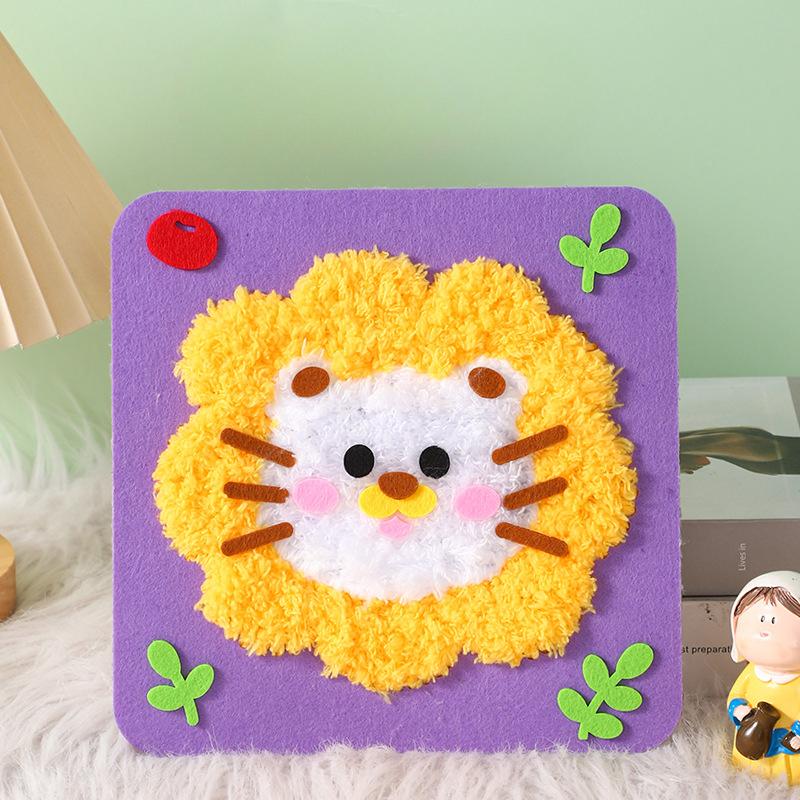 Handmade Wool Embroidery Kit Children's Handmade Plush Sewing Board DIY Sewing Plush Animals Educational Craft Kit