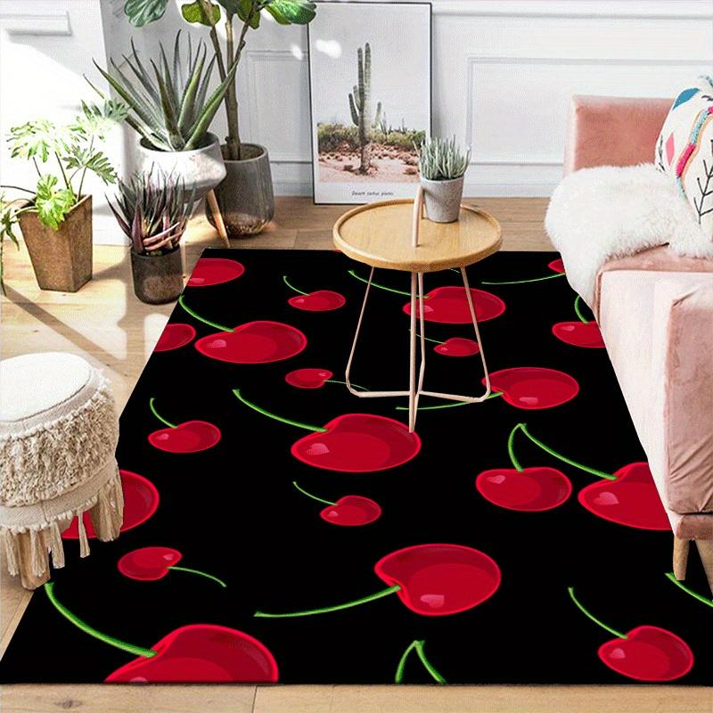 1pc Cherry Pattern Area Rug, Anti slip Non Shedding Stain Resistant Carpet