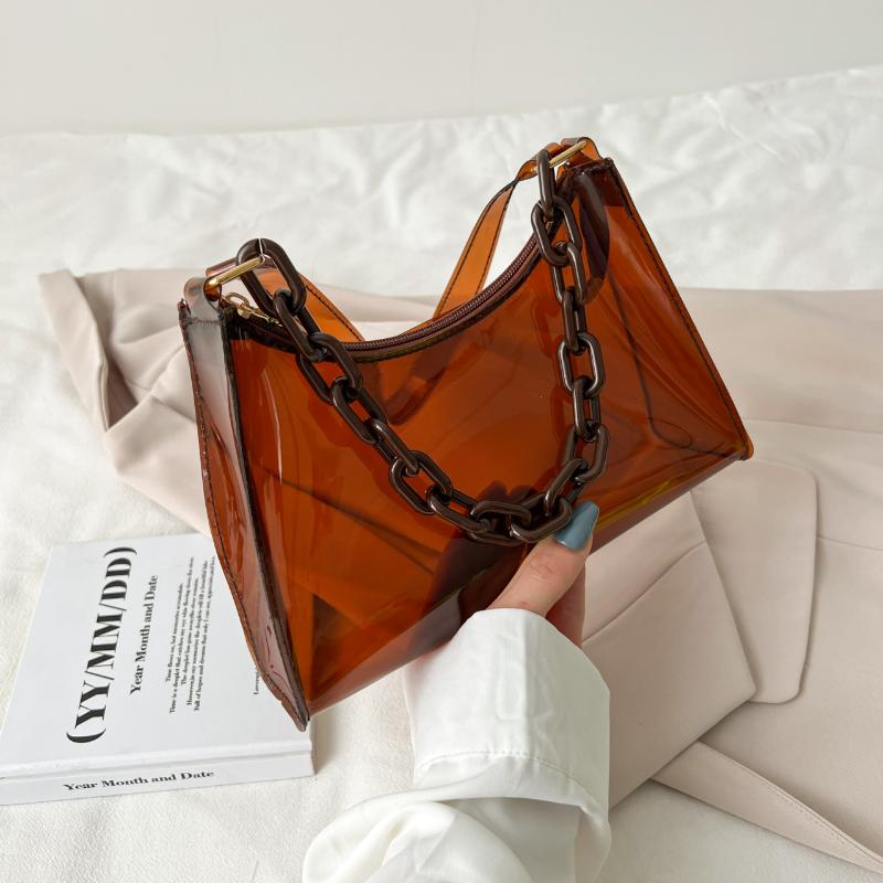 Modische Klare Gelee Damen Umhängetasche Transparente Wasserdichte Schulter Handtasche Geldbörse für Ausflüge Strand Schule