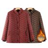 Floral Velvet-Lined Winter Coat for Elderly Women - Warm Cotton Jacket with Stand Collar