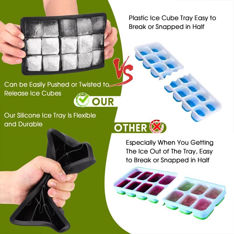 New 15 Grid Silicone Ice Cube Molds Big Tray Mold Ice Cube Maker Reusable Durable Bar Pub Whiskey Cocktail Ice Block Maker Model