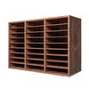 Wooden Literature Organizer 27 Compartments Removable Shelves Dark Brown