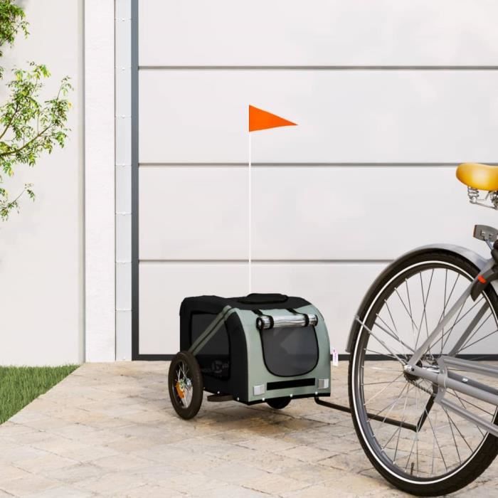 VidaXL Remorque de vélo pour chien gris et noir tissu oxford et fer 93867