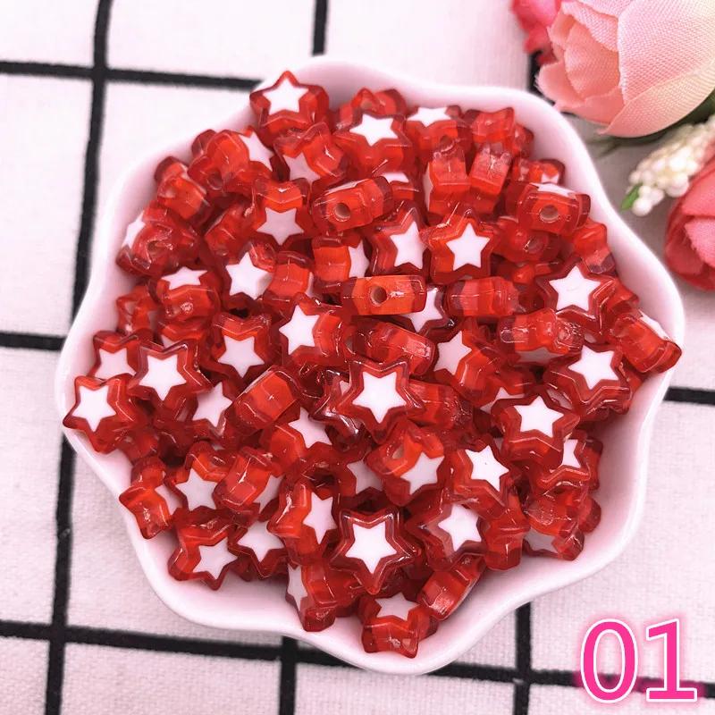 50pcs Five-pointed Star Acrylic Beads Loose Spacer Beads for Jewelry Making DIY Bracelet Accessories