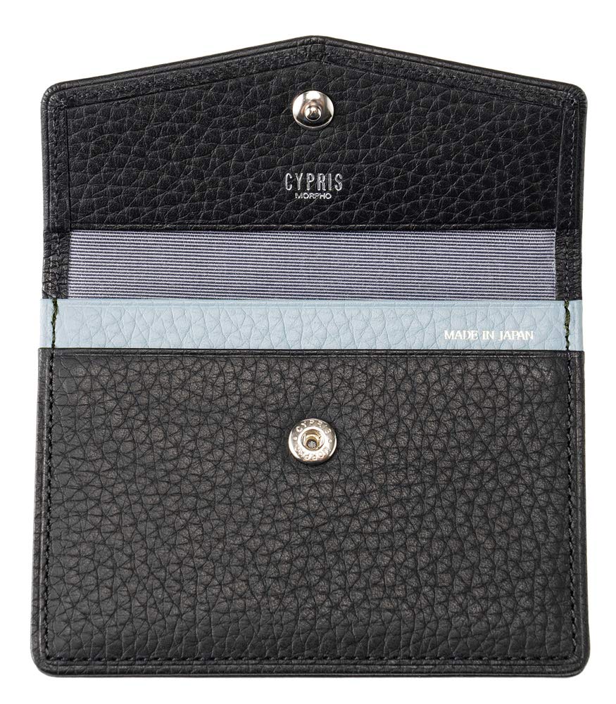 Cypris Pokewalle Compact Card Case Smart Wallet Leather Wallet Antibacterial and Virus Protection Day Gift for Men and Boyfriend Black x Light Blue