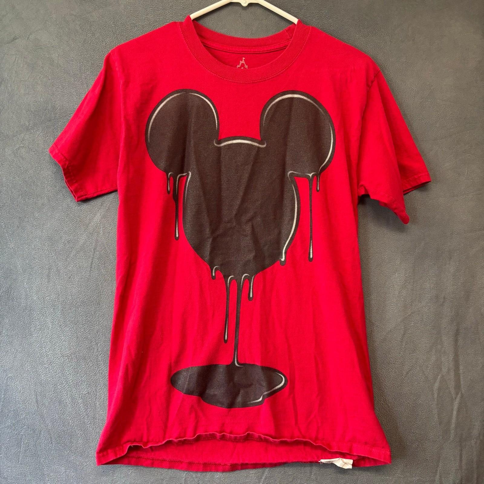 Mickey Mouse Shirt Graffiti Print Paint Drip Disneyland Walt Disney Hanes Small S