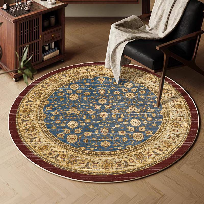 VIKAMA Retro Round Carpet, Living Room Persian Ethnic Style Sofa Cushion, Bedroom Study Room Carpet, Home Decoration