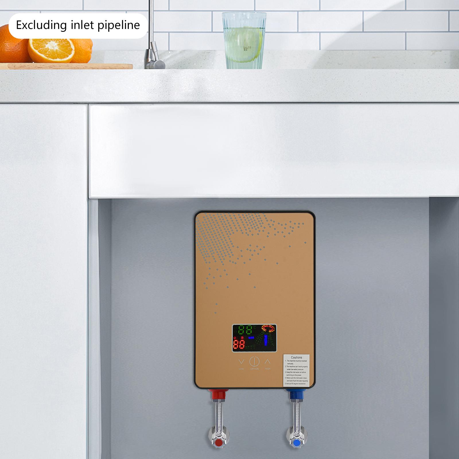 

Tempered Glass Water Heater,110V Gold/White Rectangle Wall-mounted Electric Water Heater Touch Screen for Bathrooms,Hotels US золотой