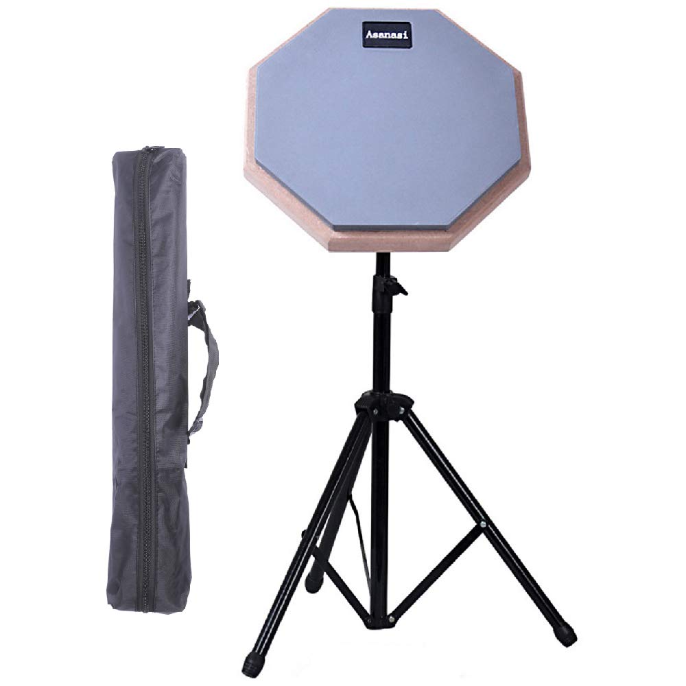 

Asanasi 8-inch Drum Practice Pad, High-Rebound Rubber, Gray, with Stand and Storage Bag