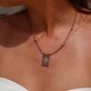Generous Card Heart Pendant Necklace Gothic Collarbone Chain Fashion Square Necklace  Men