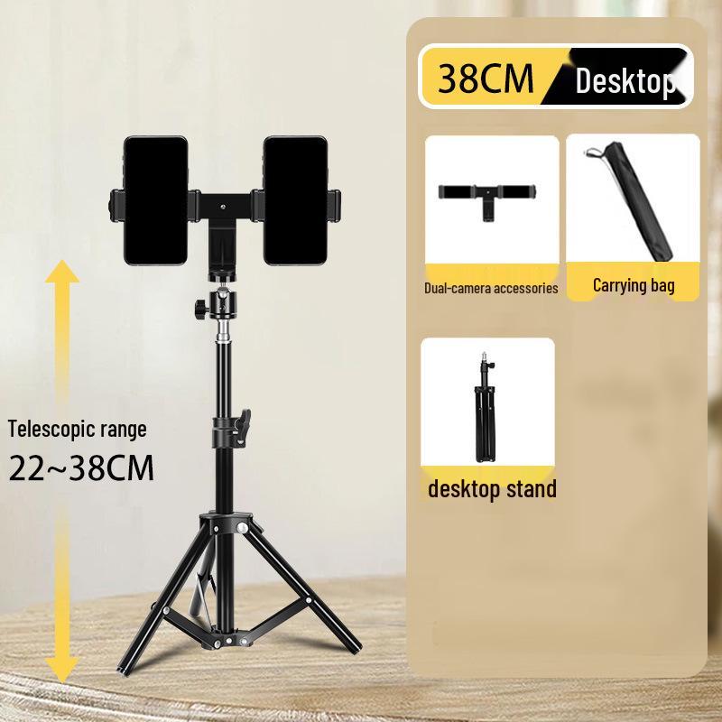 Dual-Camera Phone Tripod with Fill Light for Live Streaming and Video Shooting