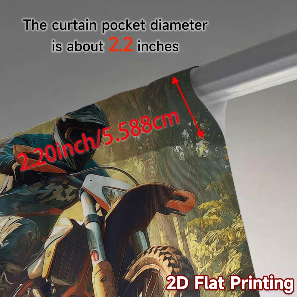 2pcs, 2D FLAT PRINTING Curtains (Without Rod) DirtBikeThrill Minimalist Popular Curtains Versatile Polyester Fabric Curtains