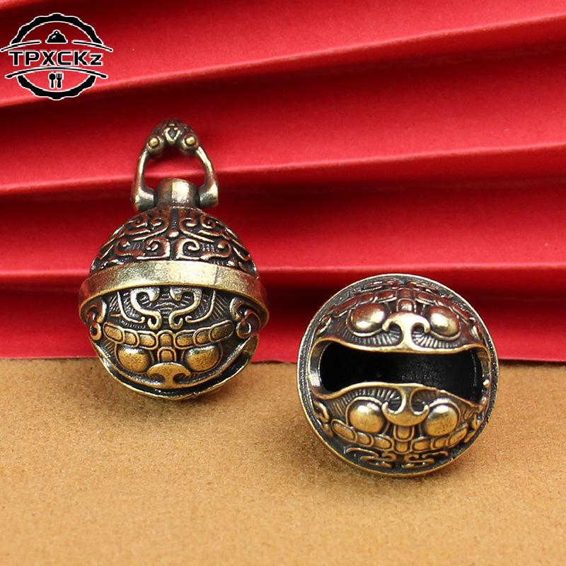 1pc Chinese Bronze Bell Brass Handicraft Die-casting Scripture Bell Car Button Wind Bell Creative Gift Home Decoration Pendant