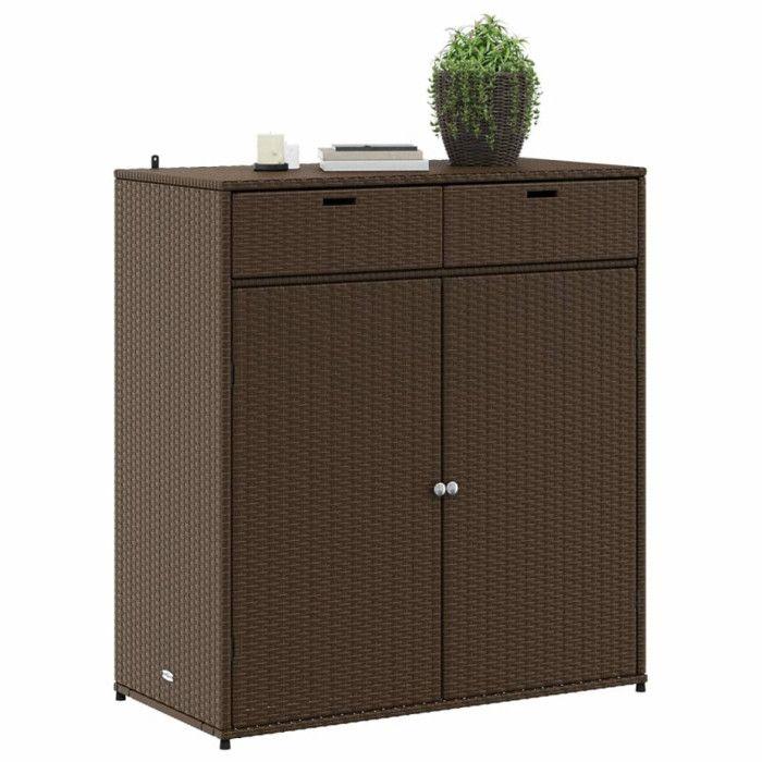 VidaXL Garden Storage Cabinet Brown 105x55x113 Cm Woven Resin 365564
