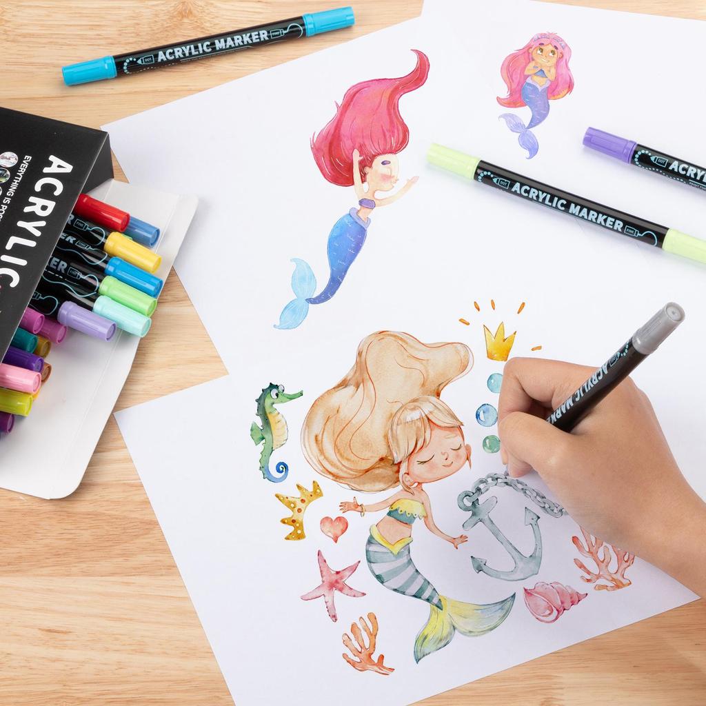 Dudu Pen Double-Headed Acrylic Marker for Kids - Large Capacity, Quick-Drying, Water-Based.