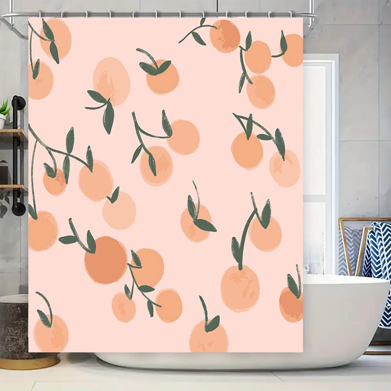 

Modern Home Decor Shower Curtain Featuring Orange Fruits Design In Soft Peach Color Perfect For Bathroom Decoration W60H190(CM)-1 Pcs