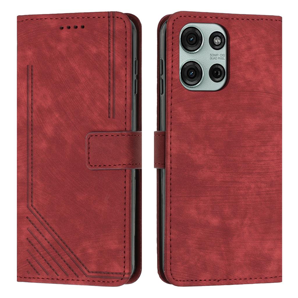 For Motorola Moto G86 Power 5G/Motorola Moto G86 5G Stand Case Imprinted Lines Leather Phone Cover