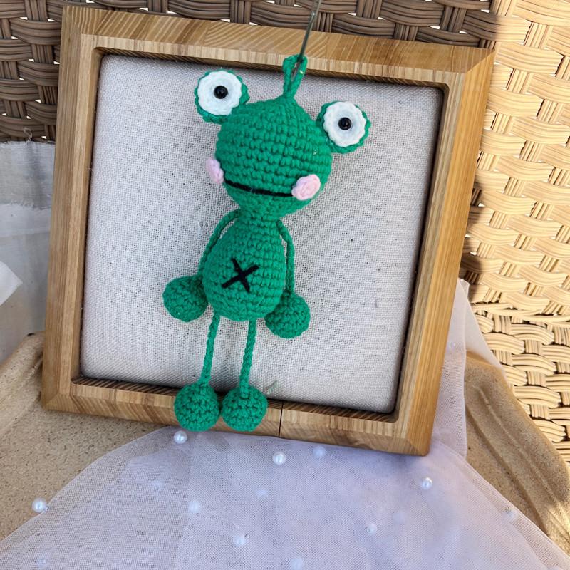 Cute Handmade Crochet Frog Hanging Pendant Home Decoration Knitting Rabbit Duck Doll Ornament Christams Party Gifts Room Decor