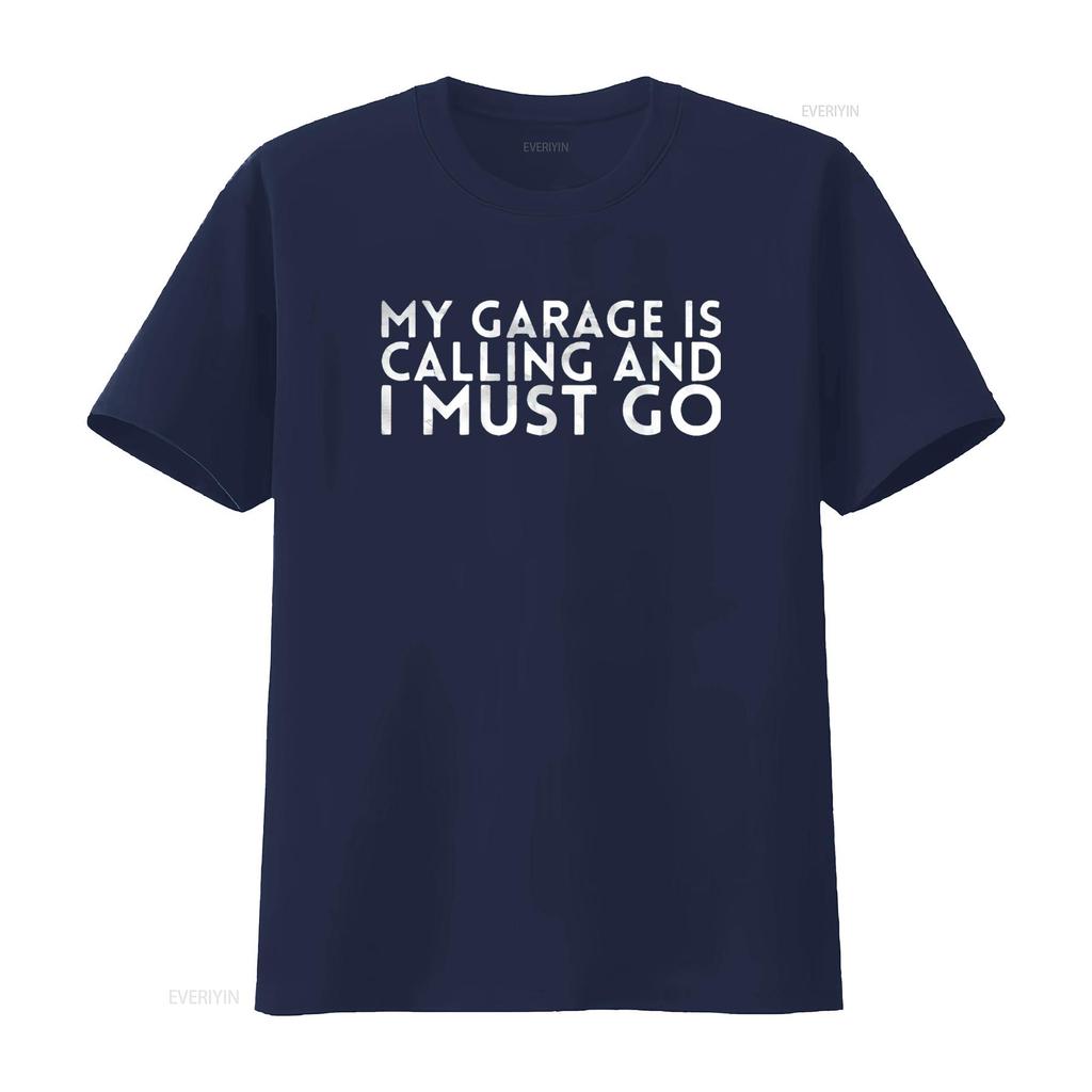 Mens My Garage Is Calling And I Must Go Design For Mechanics T Shirt Black Large Vintage Washed Unisex Fashion Homme Soft