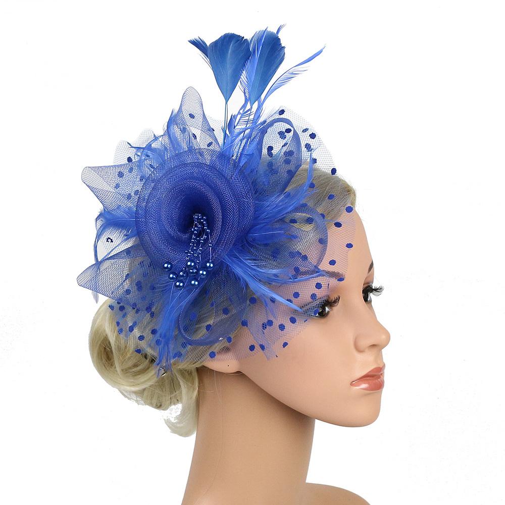 Wedding Fascinator Hat Mesh Flower Tea Party Headband Vintage Alice Headband Clip  for Women Girls