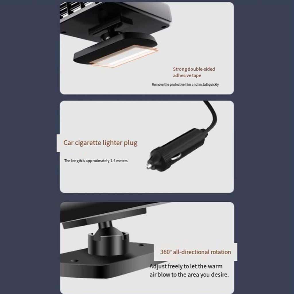 Rotatable 360 Degree 12V Vehicle Heater Electric Heater Defroster for Easy Installation On Windshield Glass