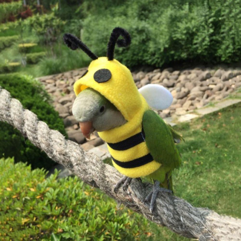 Cloth Parrot Winter Warm Hat Hooded Cute Parrot Flying Suit Parrot Bee Shape Clothes  Autumn