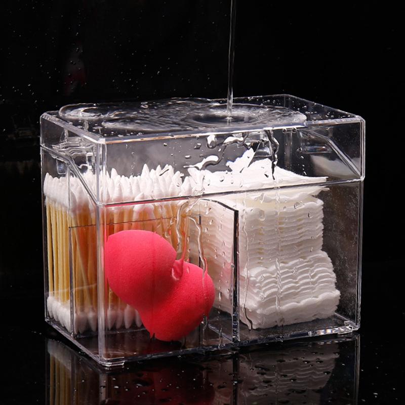 Transparente Acryl Beauty-Ei Wattebox Tragbarer Kosmetikbehälter Schmuckorganisator Make-up Wattepad Etui
