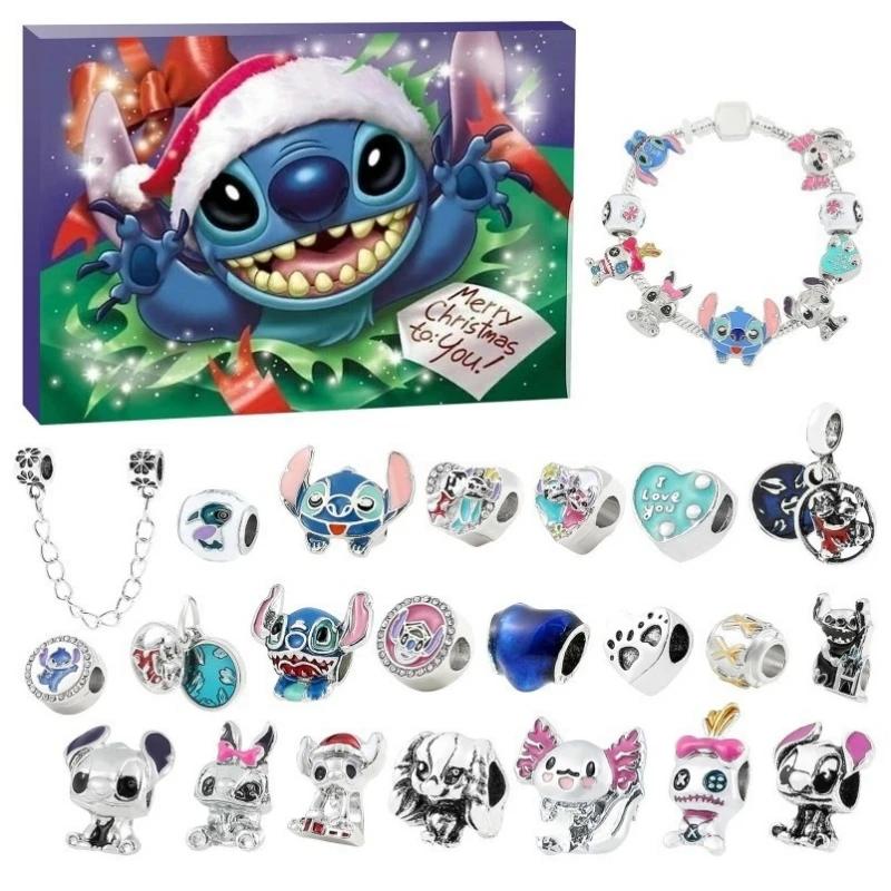 Stitch Mickey Christmas Advent Calendar Bracelets Xmas Countdown Calendar Diy Jewelry Making Kit Girls Surprise Gift