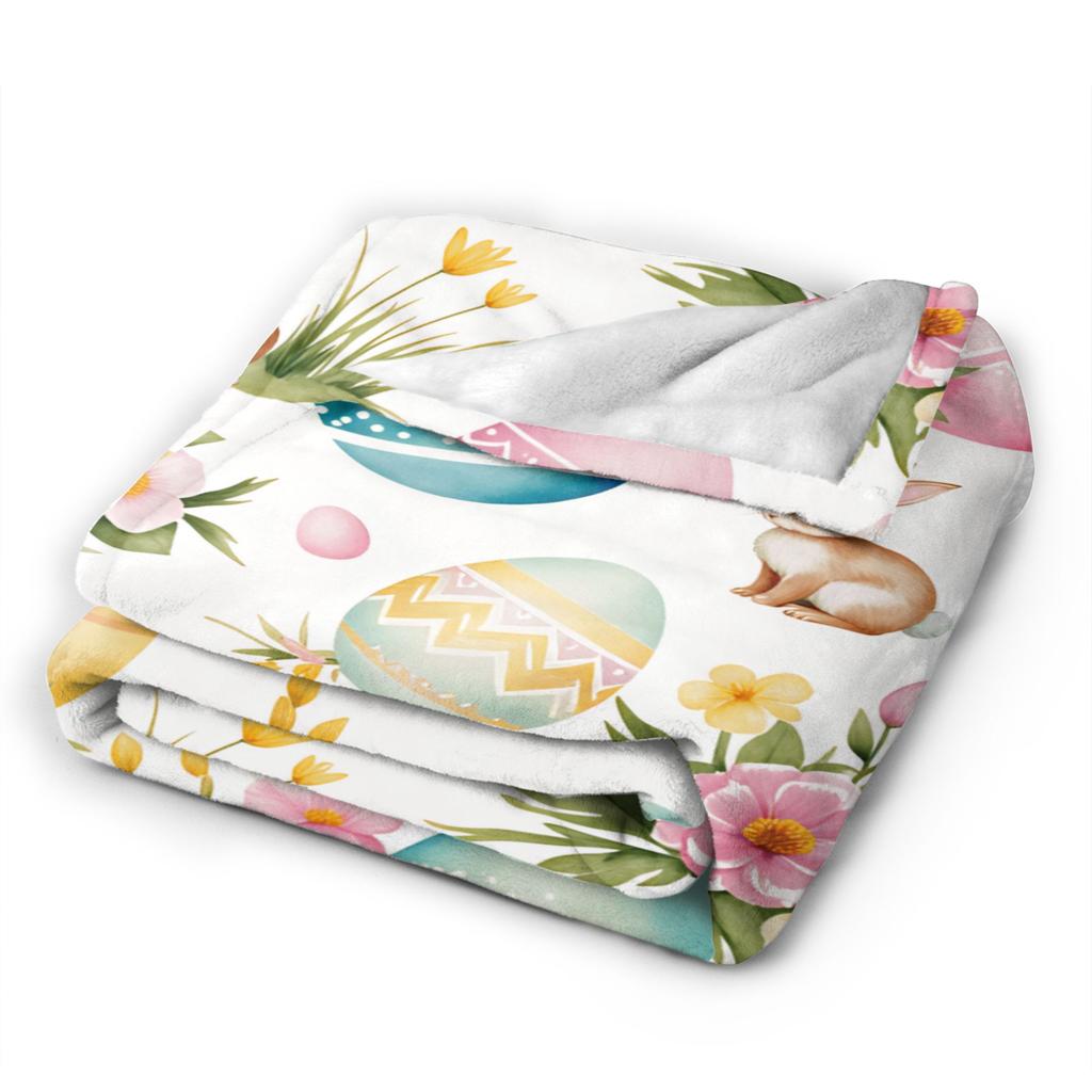 Soft BlanketBoy Girl Picnic Easter Egg Throw Blanket  Flannel Bedspread For Couch Chair Novelty Sofa Bed Cover
