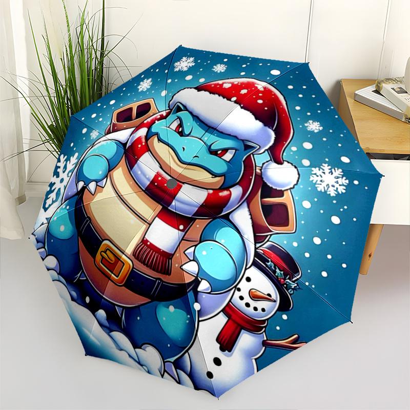 1pc Squirtle's Winter Wonderland Adventure Pattern Cartoon Practical Umbrella, Fashionable, Personalized, High-Value Folding Umbrella, a Must-Have for