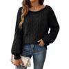 Women Casual Loose Off Shoulder Long Sleeve Cable Knit Pullover Sweater