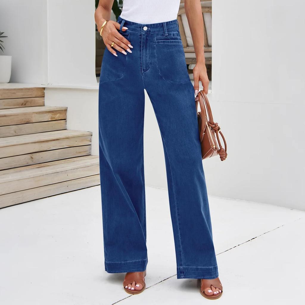 Ladies' Retro Straight Leg High Waisted Jeans