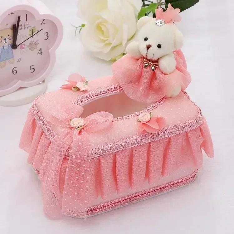 Rectangle Cloth Plastic Tissue Box Home Living Room Dining Table Decorate Lace European Style Originality Tissue Storage Boxes