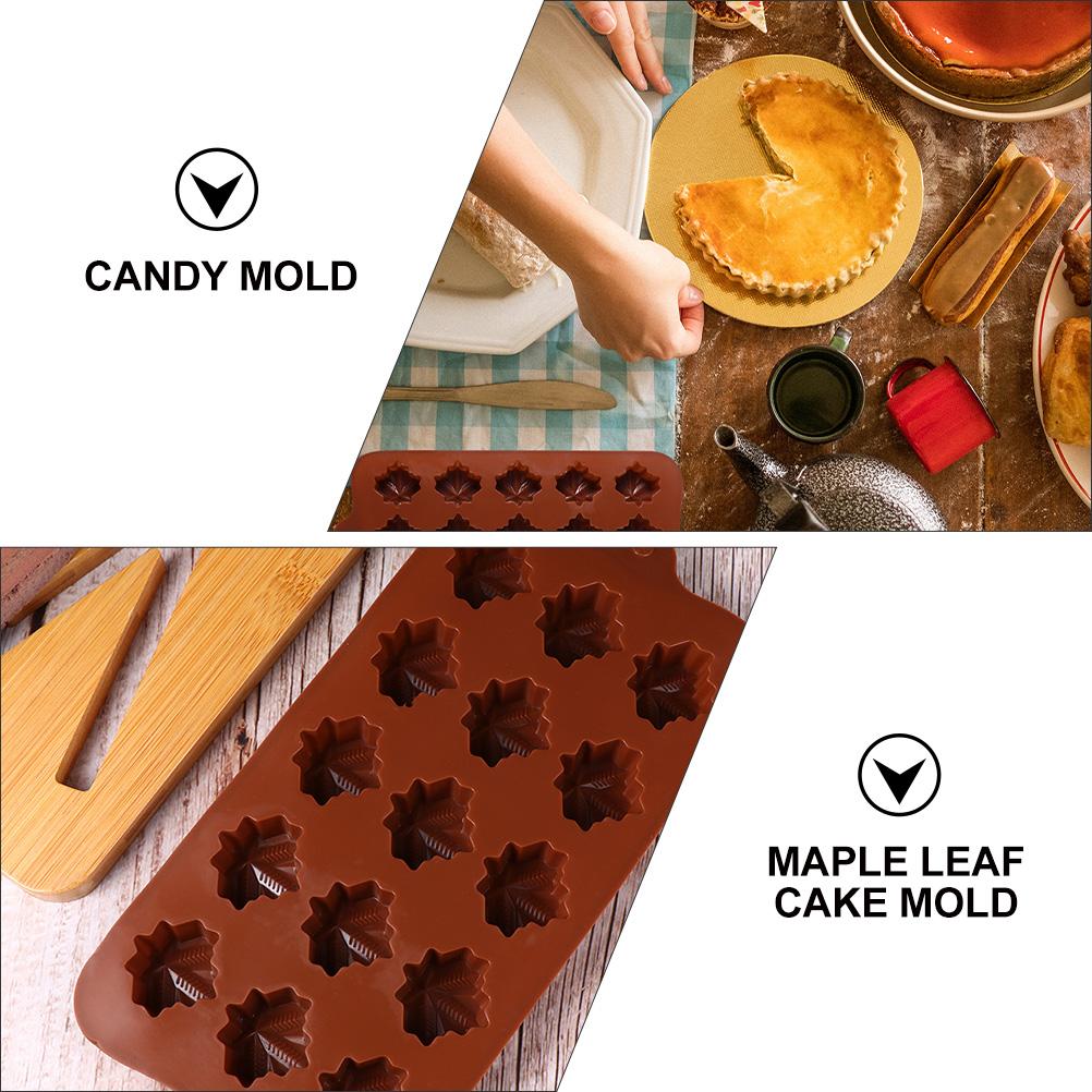 3 Pcs Trays for Food Serving Biscuits Maple Leaf Mold Silicone Ice Halloween Cake Dessert Baking Molds Mother