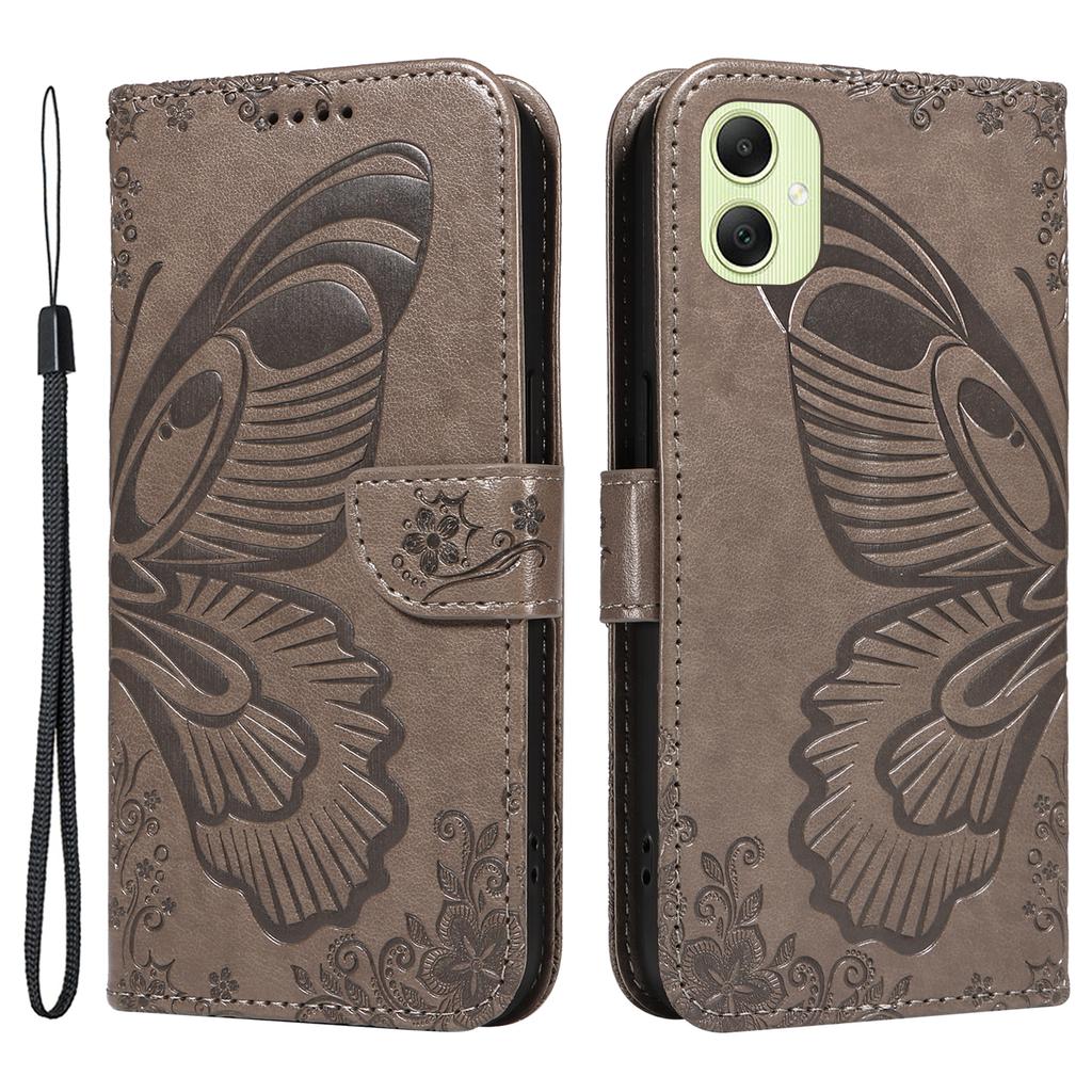 For Samsung Galaxy A05 4G Case Butterfly Leather Wallet Phone Cover with Hand Strap