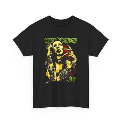 T-shirt Marilyn Manson, T-shirt Musique de Groupe, Vêtement de Concert Rock, Cadeau pour Fan de Métal Gothique
