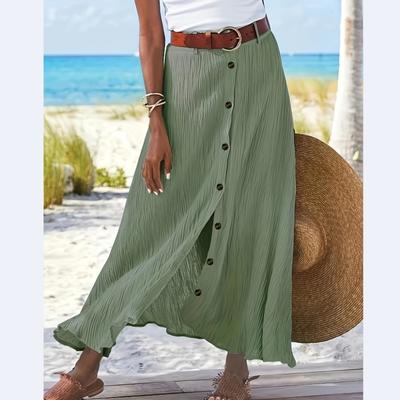A-line Skirt, Elegant High Waist Solid Skirt For Spring & Summer, Women's Clothing