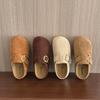 Thick-bottomed Boken Bag Head Slippers Women's Autumn and Winter Leather New Round Head One Pedal Lazy Leisure Thick Bottom Half Drag