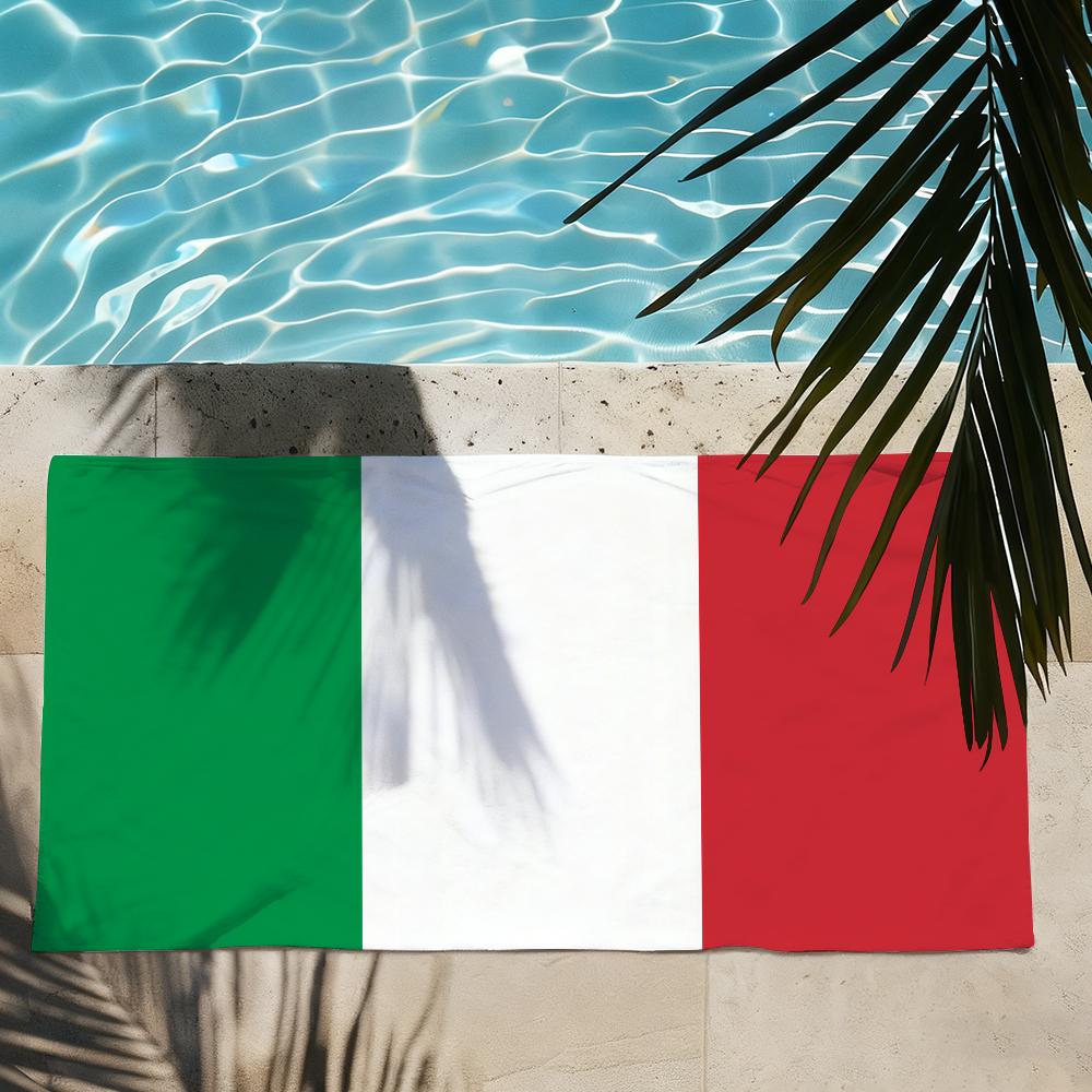 Asciugamano Bandiera d'Italia Asciugamano da Spiaggia Assorbente ad Asciugatura Rapida per Sport, Fitness, Nuoto e Attività all'Aperto