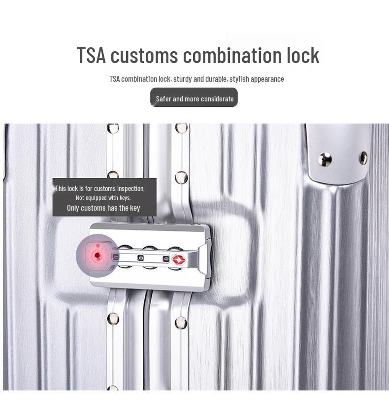 Scratch-Resistant Aluminum Trolley Suitcase - Luxury Travel Luggage in 20/22/24/26/29 Inch Sizes