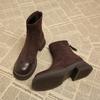Fashion 2024 New Autumn/Winter Women's Ankle Boots with Velvet Warm Back Zipper Short Boots Fashion Thick Bottom Thick Heel Thin Boots