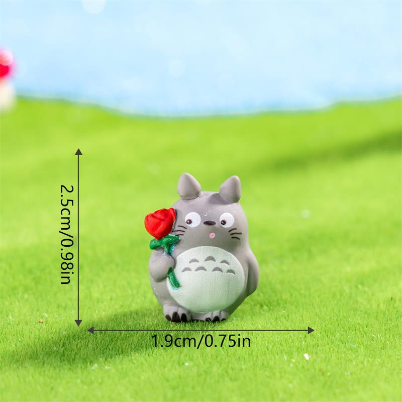 3Pcs/Bag Cute Mini Totoro Doll Resin Car Ornaments Micro Landscape Figurines Diy Accessories Home Decor Dollhouse Toy Kids Gifts
