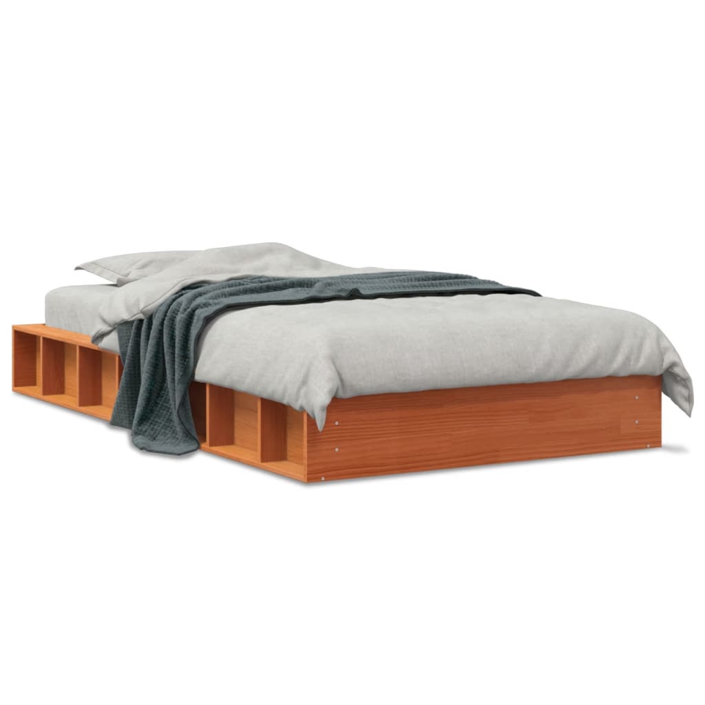 Solid Wood Bed without Mattress Wax Brown 75 x 190 cm Pine Wood