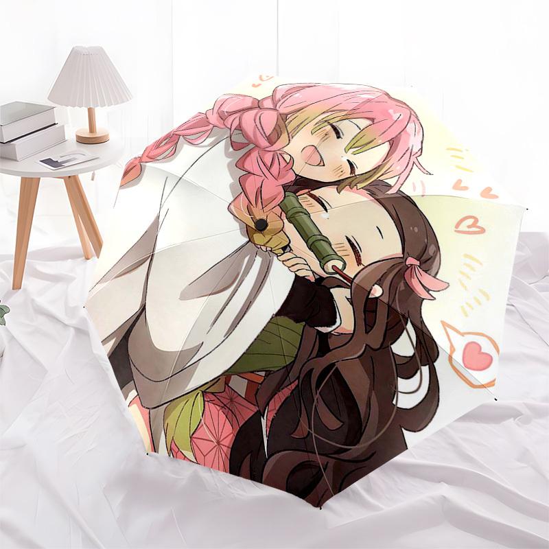 1pc Anime Character Pink Braid Umbrella - Automatic Opening - Portable 3-Fold Design - 8 Bone Iron Frame - Outdoor - Perfect Gift for Fans - Travel &