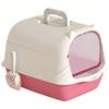 Portable Odor Control Cherry Pink Large Enclosed Cat Litter Box AntiSpill with Handle Kitten Cat Toilet In Stock Wholesale