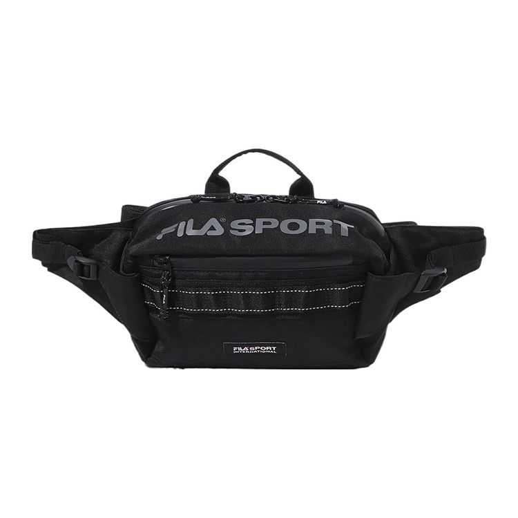 FILA Letter Logo Zipper Waist Bag Unisex Waist Bag Black FS3BCF6354XBLK One Size