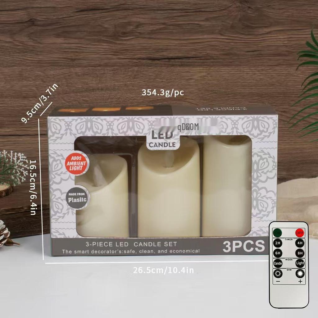 LED Flickering Simulated Candle Lights - Slanted Plastic Cylindrical Design for Weddings and Bars